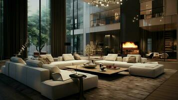 modern luxuriös Leben Zimmer mit elegant Design foto