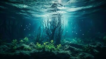 Natur Wachstum unter Wasser Wurzel und nass Hintergrund foto