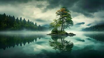 Natur still Schönheit reflektiert im Ruhe Wasser foto