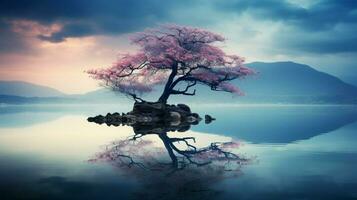 Natur still Schönheit reflektiert im Ruhe Wasser foto