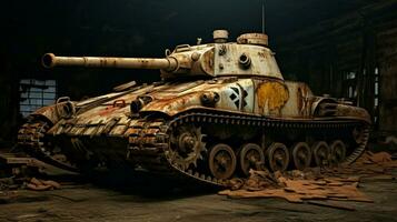 alt rostig Panzer ein Relikt von Krieg foto
