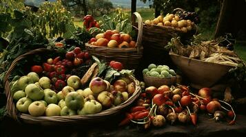 organisch Bauernhof Ernten frisch Obst und Gemüse foto