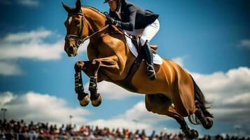 Reiten im das Meisterschaft erfordert Geschwindigkeit und Sachverstand foto