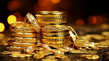 glänzend Gold Schmuck ein Symbol von Reichtum foto
