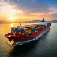 Versand Industrie liefern Ladung auf groß Container Schiff foto