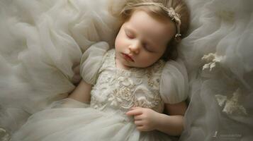 Weichheit und Eleganz im ein Neugeborene Kleid foto