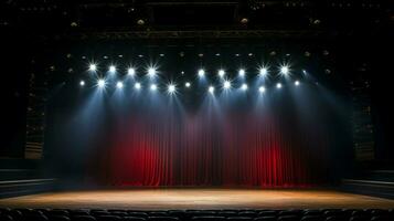 Scheinwerfer leuchtet Bühne zum Fachmann Theater foto