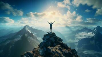 Stehen auf Berg Gipfel einer Person Erfolg foto