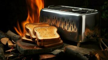 Stahl Toaster Toast frisch Brot zum Mahlzeit foto