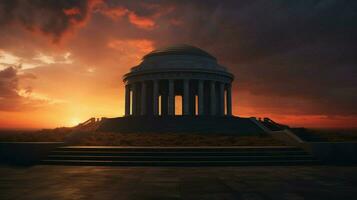 Sonnenuntergang leuchtet berühmt Mausoleum Symbol von Spiritualität foto