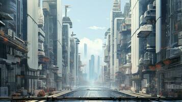 hoch Wolkenkratzer reflektieren futuristisch Entwicklung von Stadt foto