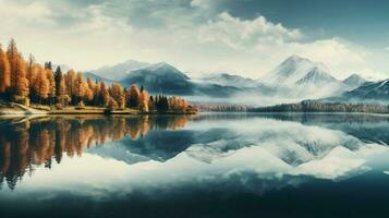 still Szene von Herbst Wald Berge und Betrachtung foto