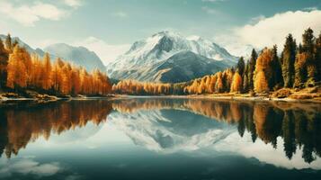 still Szene von Herbst Wald Berge und Betrachtung foto