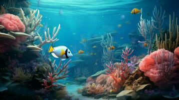 unter Wasser Natur Fisch Koralle Seetang und Seestern foto