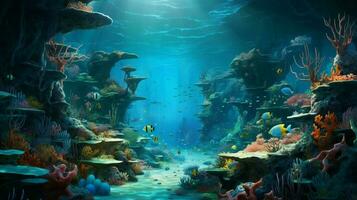 unter Wasser Riff wimmelt es mit voll Meer Leben foto