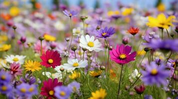 beschwingt Wildblume Wiese im Sommer- mit Gelb und lila foto