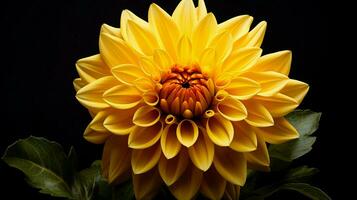 beschwingt Gelb Dahlie blühen ein Single Blume von Eleganz foto
