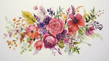 Aquarell gemalt Blumen- Strauß Sprengung mit Kreativität foto