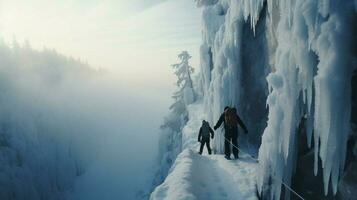 Winter Wandern Abenteuer auf majestätisch gefroren foto