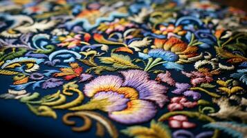 gewebte wolle Textil- mit aufwendig Stickerei Muster foto