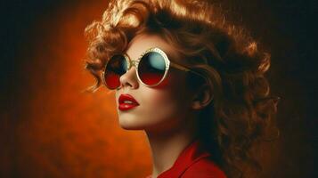 jung Erwachsene Frau im Sonnenbrille strahlt aus Eleganz foto