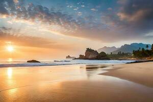 Sonnenuntergang auf das Strand im Costa rica. KI-generiert foto