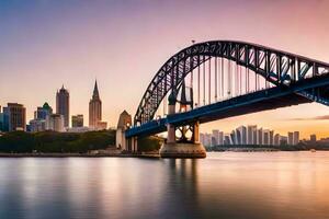 Sydney Brücke beim Sonnenuntergang. KI-generiert foto