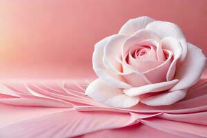 ein Single Rose auf ein Rosa Hintergrund. KI-generiert foto