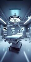 modern Ausrüstung im Betriebs Zimmer. medizinisch Geräte zum Neurochirurgie. ai generativ foto