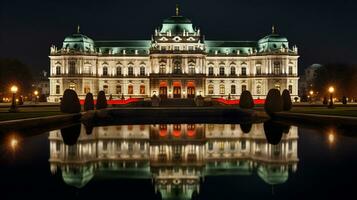Nacht Aussicht von Belvedere Palast. generativ ai foto