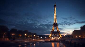 Nacht Aussicht von Eiffel Turm. generativ ai foto