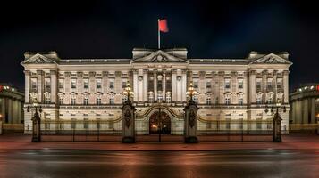 Nacht Aussicht von Buckingham Palast. generativ ai foto