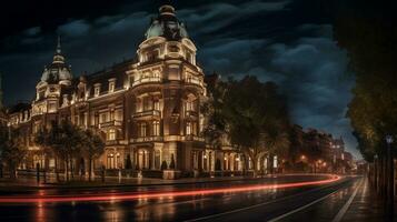 Nacht Aussicht von gran Hotel Manzana Kempinski. generativ ai foto