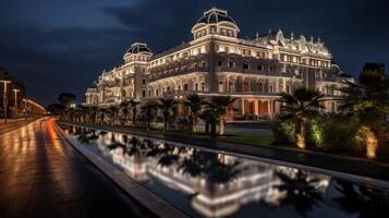 Nacht Aussicht von gran Hotel Manzana Kempinski. generativ ai foto