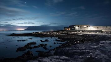 Nacht Aussicht von robben Insel. generativ ai foto