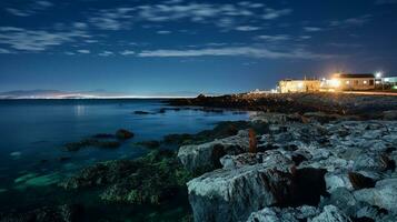 Nacht Aussicht von robben Insel. generativ ai foto