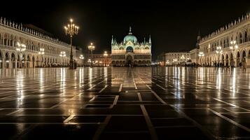 Nacht Aussicht von Piazza san Marco. generativ ai foto