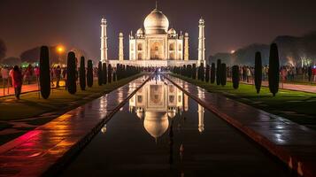 Nacht Aussicht von das taj Mahal. generativ ai foto