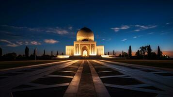 Nacht Aussicht von das Mausoleum von Mohammed v. generativ ai foto