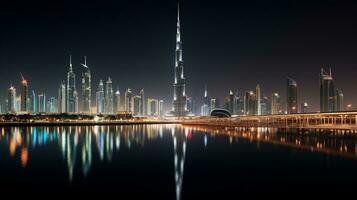 Nacht Aussicht von das burj Khalifa. generativ ai foto