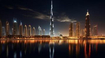 Nacht Aussicht von das burj Khalifa. generativ ai foto