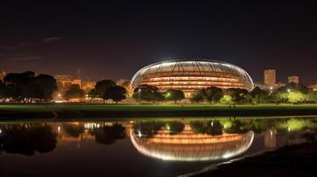 Nacht Aussicht von das Adelaide Oval. generativ ai foto