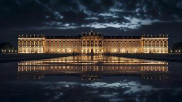 Nacht Aussicht von Schönbrunn Palast. generativ ai foto