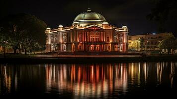 Nacht Aussicht von Teatro Amazonen. generativ ai foto