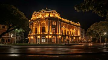 Nacht Aussicht von Teatro Amazonen. generativ ai foto