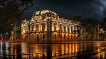 Nacht Aussicht von Teatro Amazonen. generativ ai foto