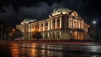 Nacht Aussicht von Teatro Amazonen. generativ ai foto