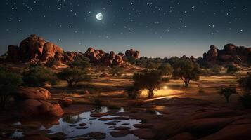 Nacht Aussicht von mapungubwe National Park. generativ ai foto