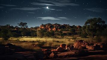 Nacht Aussicht von mapungubwe National Park. generativ ai foto