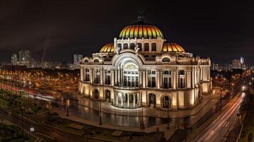 Nacht Aussicht von Palacio de belas artes. generativ ai foto